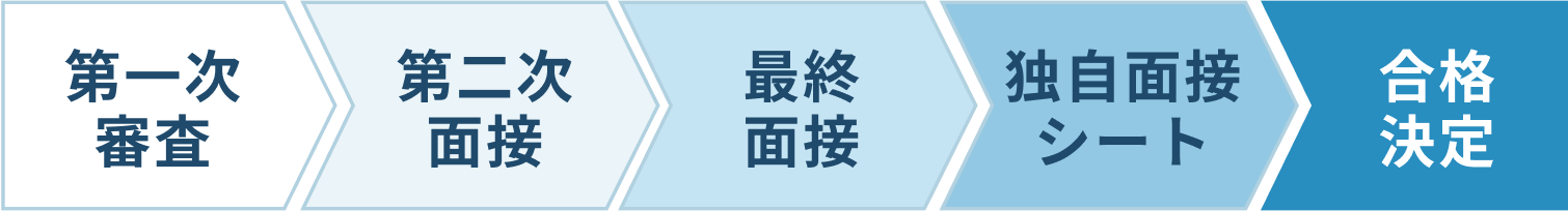 第一次審査、第二次審査、最終面接、独自面接シート、合格決定